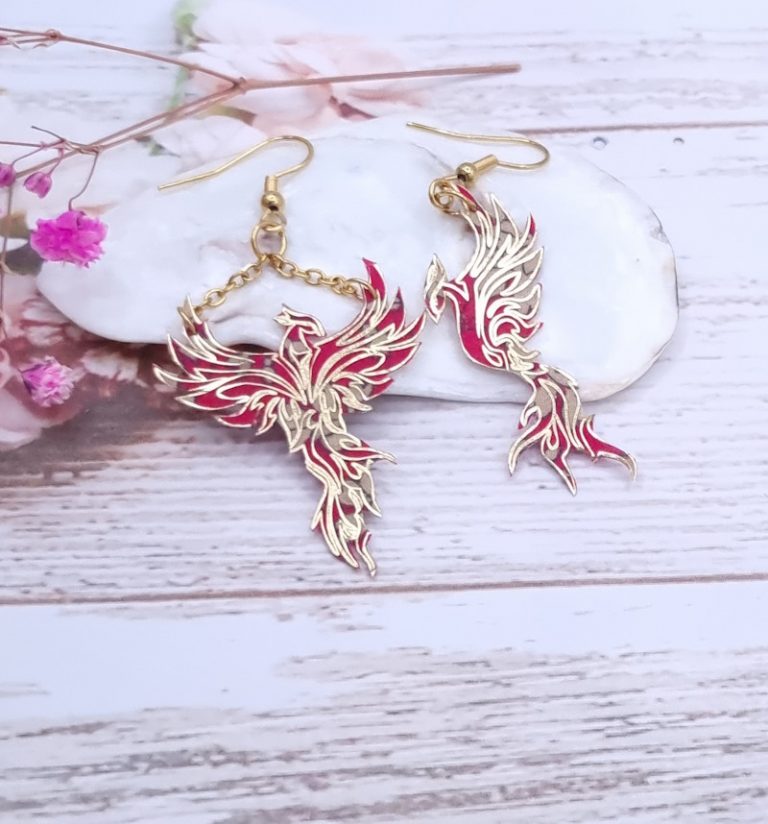 Boucles d'oreilles Mini Phoenix en liberty Capel rubis