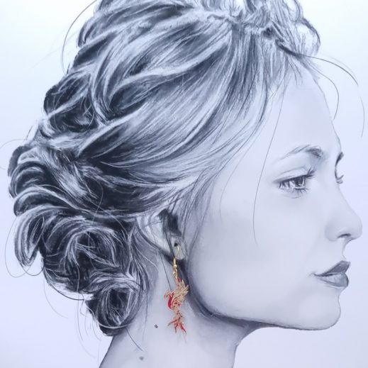 Boucles d'oreilles Mini Phoenix en liberty Capel rubis Boucles d'oreilles Mini Phoenix en liberty Capel rubis