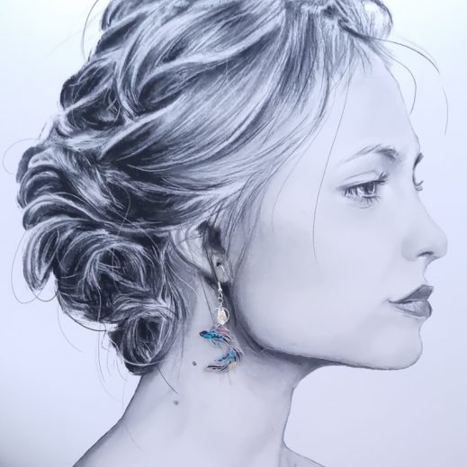 Boucles d'oreilles poisson médium en Tissu Liberty Dreams of summer multicolore Boucles d'oreilles poisson médium en Tissu Liberty Dreams of summer multicolore