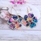Boucles d'oreilles grandes créoles fleurs en TISSU liberty Dream of summer multicolore
