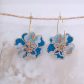 Boucles d'oreilles grandes créoles fleurs en TISSU Osami turquoise