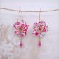 Boucles d'oreilles grandes créoles fleurs de cerisier en TISSU liberty Phoebe Fuchsia