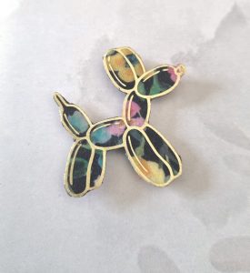 Broche Chien baudruche en tissu liberty dreams of summer multicolore