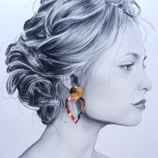 boucles d'oreilles coeurs en tissu liberty Thorpe rouille boucles d'oreilles coeurs en tissu liberty Thorpe rouille