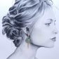 Boucles d'oreilles colibri et fleurs de lotus en TISSU liberty Strawberry thief émeraude