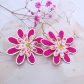 Boucles d'oreilles grandes créoles Marguerites en tissu Phoebe fuchsia