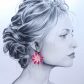 Boucles d'oreilles grandes créoles Marguerites en tissu Phoebe fuchsia