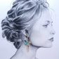 Boucles d'oreilles Lotus et grand colibri en tissu japonais Sakura bleu