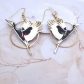 Boucles d'oreilles cigogne oiseau en TISSU liberty Erica noir