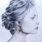 Boucles d'oreilles cigogne oiseau en TISSU liberty Erica noir