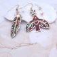 Boucles d'oreilles oiseau stylisé et plumes en tissu liberty Heritage Garden automne