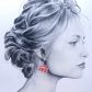 Boucles d'oreilles colibri et fleurs de lotus en TISSU liberty summer bloom Coquelicot