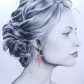 Boucles d'oreilles colibri et fleurs de lotus en TISSU liberty summer bloom Coquelicot