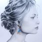 Boucles d'oreilles cigogne oiseau en TISSU féérie bleu