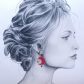 Boucles d'oreilles renard Kitsune en TISSU Uni Rouge Cerise