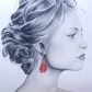 Boucles d'oreilles renard Kitsune en TISSU Uni Rouge Cerise