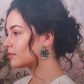 Boucles d'oreilles feuilles de monstera en TISSU émeraude et fleurs dorées