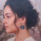 Boucles d'oreilles coquelicot et libellule en liberty Ciara pétrole