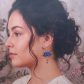 Boucles d'oreilles oiseau stylisé et lys en TISSU liberty Capel indigo