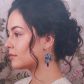 Boucles d'oreilles oiseau stylisé et lys en TISSU liberty Capel indigo