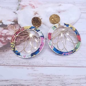 Boucles d'oreilles cercle et lys en liberty Thorpe Sprintgtime