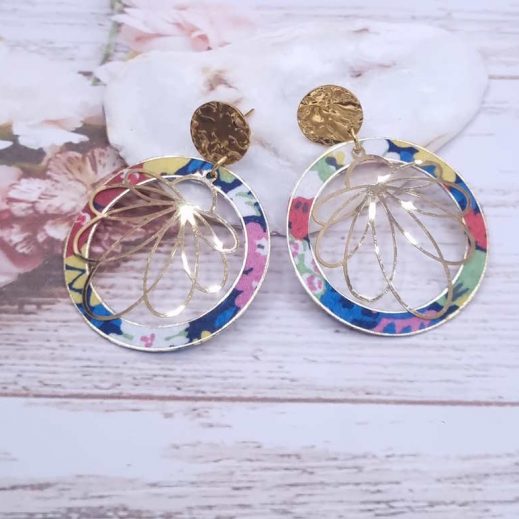 Boucles d'oreilles cercle et lys en liberty Thorpe Sprintgtime