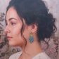 Boucles d'oreilles feuilles de monstera en TISSU japonais moiré bleu canard
