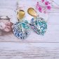 Boucles d'oreilles feuilles de monstera en TISSU japonais Sakura bleu