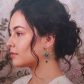Boucles d'oreilles colibri et fleur de lys en TISSU émeraude et fleurs dorées