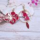 Boucles d'oreilles hibiscus et Martinique en Tissu liberty Capel rubis