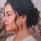 Boucles d'oreilles hibiscus et Martinique en Tissu liberty Capel rubis