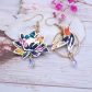Boucles d'oreilles colibri et fleurs de lotus en TISSU dreams of summer multicolore