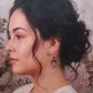 Boucles d'oreilles Hippocampe et méduse en liberty Ciara pétrole perle cristal
