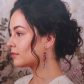 Boucles d'oreilles Hippocampe et méduse en liberty Ciara pétrole perle cristal