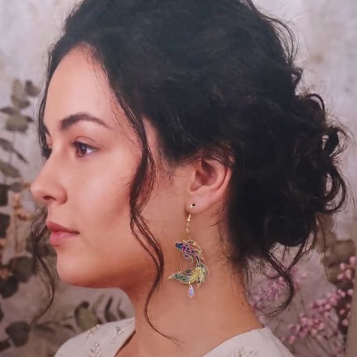 Boucles d'oreilles asymétriques poisson en Liberty Dreams of summer Multicolore Boucles d'oreilles asymétriques poisson en Liberty Dreams of summer Multicolore