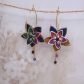 Boucles d'oreilles grandes créoles fleurs de tiaré en TISSU liberty Héritage garden agrume