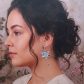 Boucles d'oreilles colibri et fleur de lys en TISSU Liberty Lily Jane bleu