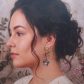 Boucles d'oreilles colibri et fleurs en liberty Ciara pétrole