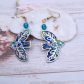 Boucles d'oreilles oiseaux stylisés en TISSU japonais sakura bleu et perle de cristal