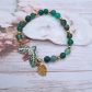 Bracelet élastique oiseau en liberty donna leigh jade et perles d'agate verte