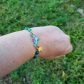 Bracelet élastique oiseau en liberty donna leigh jade et perles d'agate verte