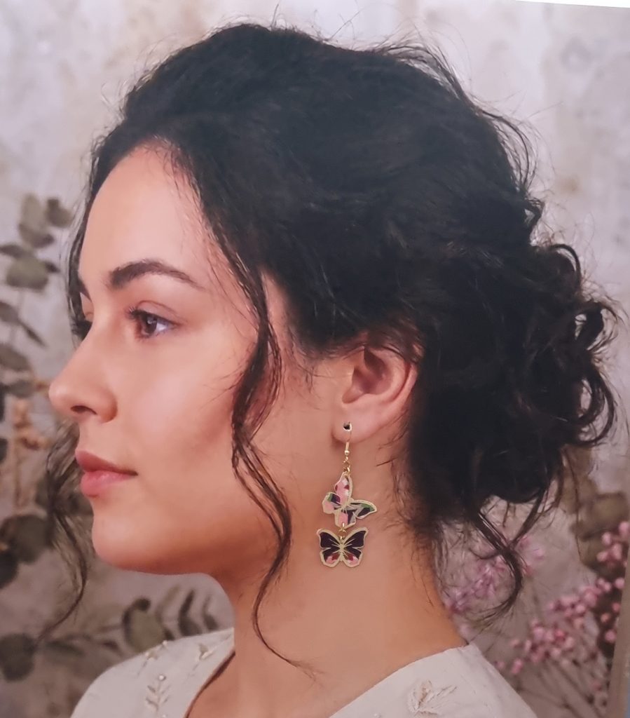 Boucle d'oreille papillons à l'UNITE en TISSU Revival
